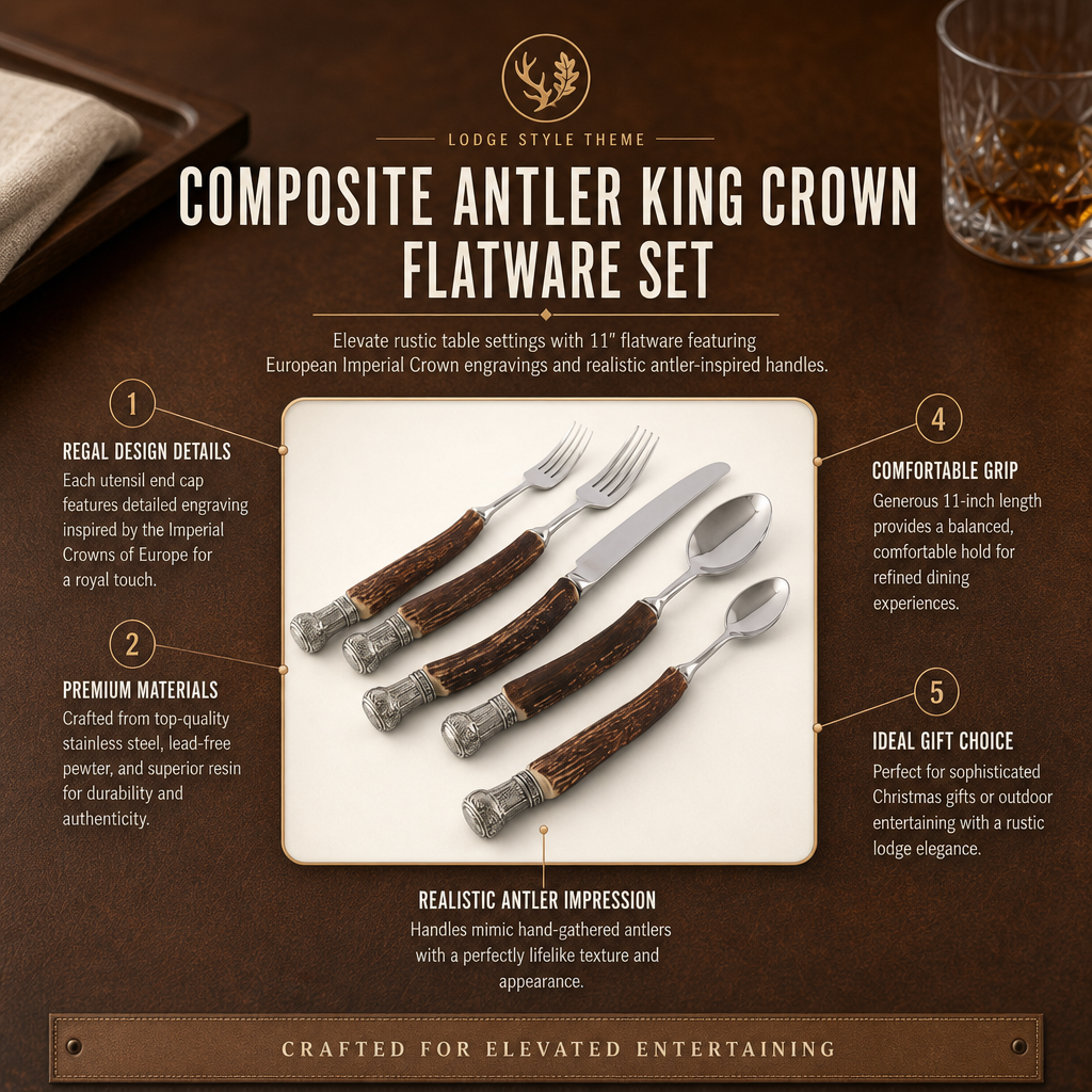 Composite Antler King Crown Flatware Set