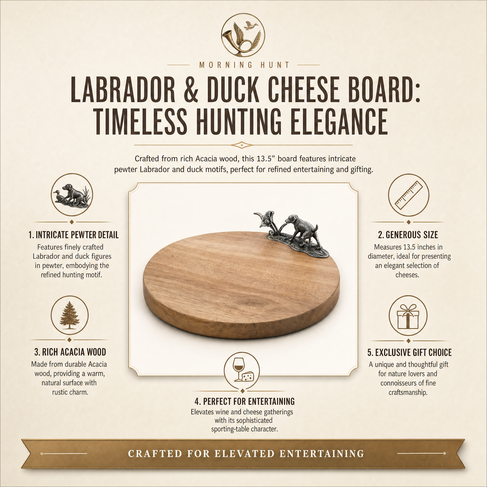 Labrador & Duck Cheese Board: Timeless Hunting Elegance
