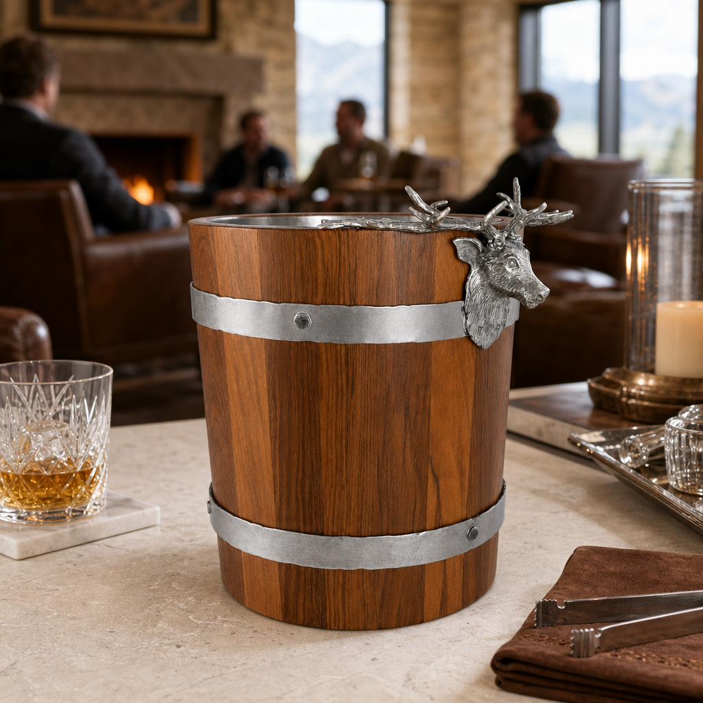 Elk Wood Pail Ice Bucket 7