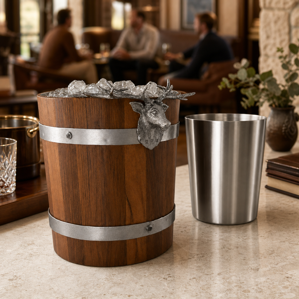 Elk Wood Pail Ice Bucket 8