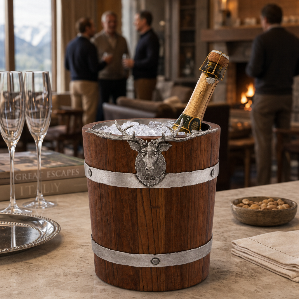 Elk Wood Pail Ice Bucket 9