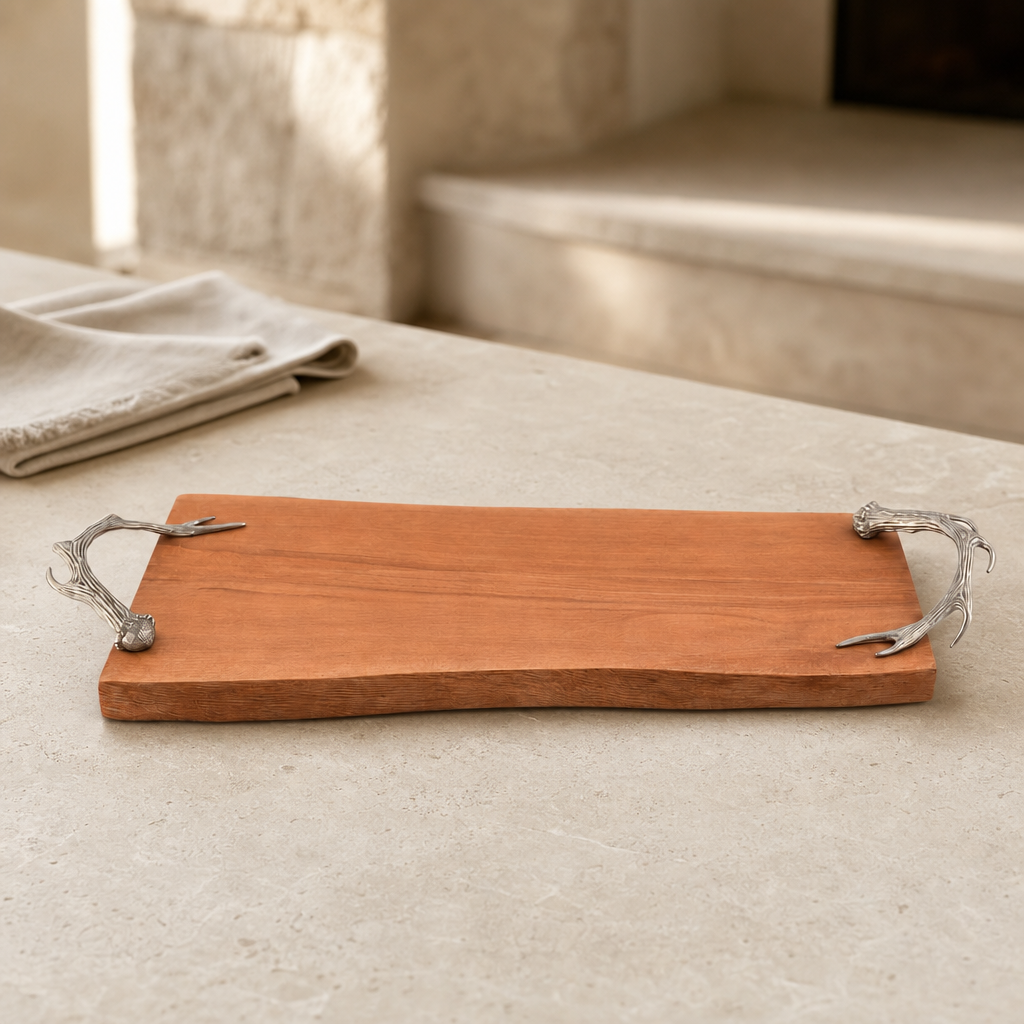 Pewter Antler Handle Charcuterie Board 2