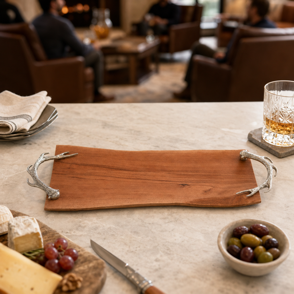 Pewter Antler Handle Charcuterie Board 5