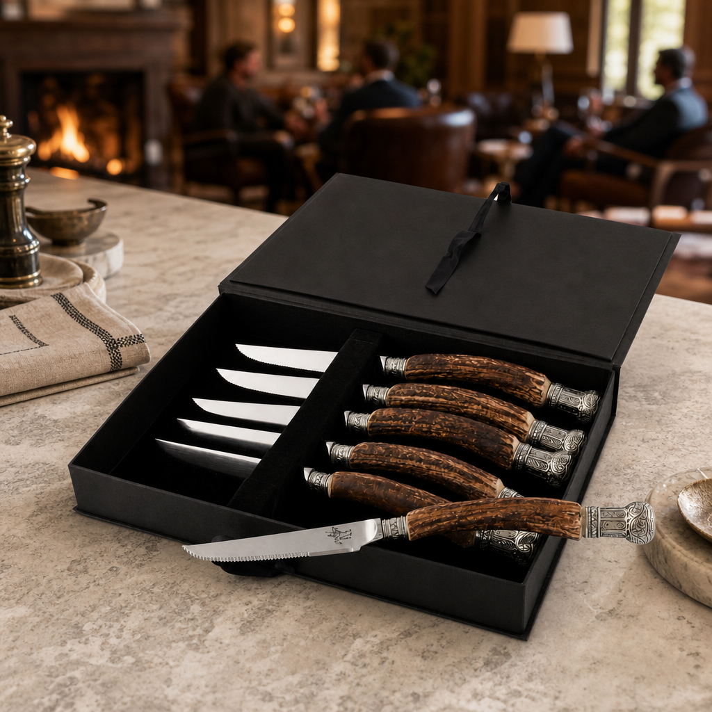 Composite Antler King Crown Steak Knife Set 6