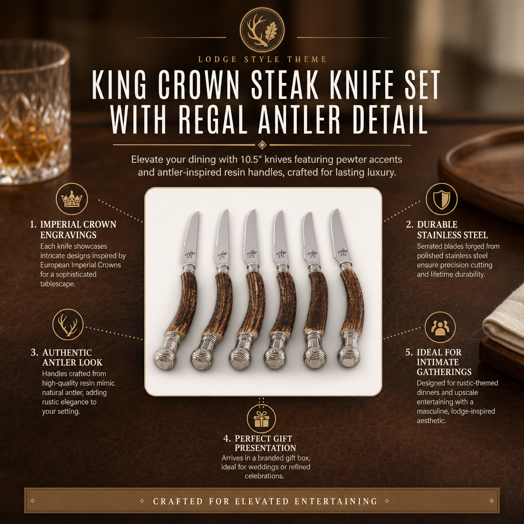 Composite Antler King Crown Steak Knife Set 11