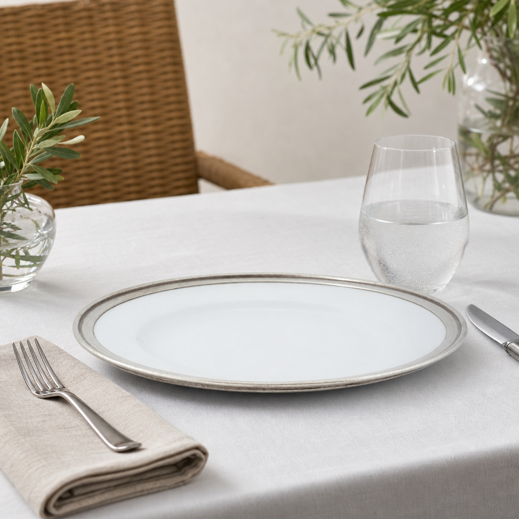 Classic Pewter Rim Dinner Plate 10