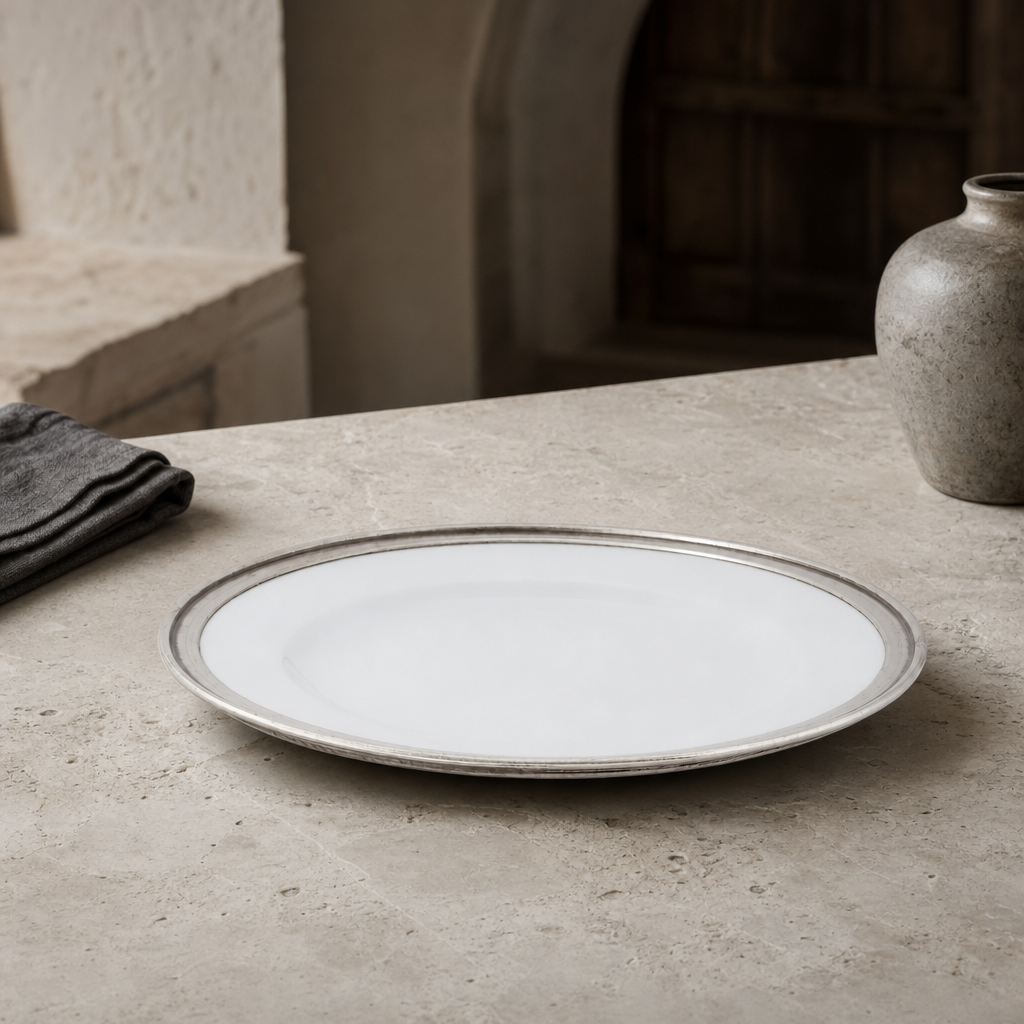 Classic Pewter Rim Dinner Plate 3