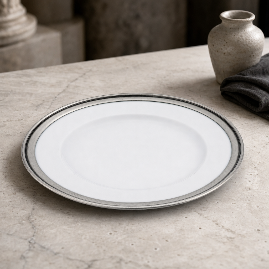 Classic Pewter Rim Dinner Plate 5