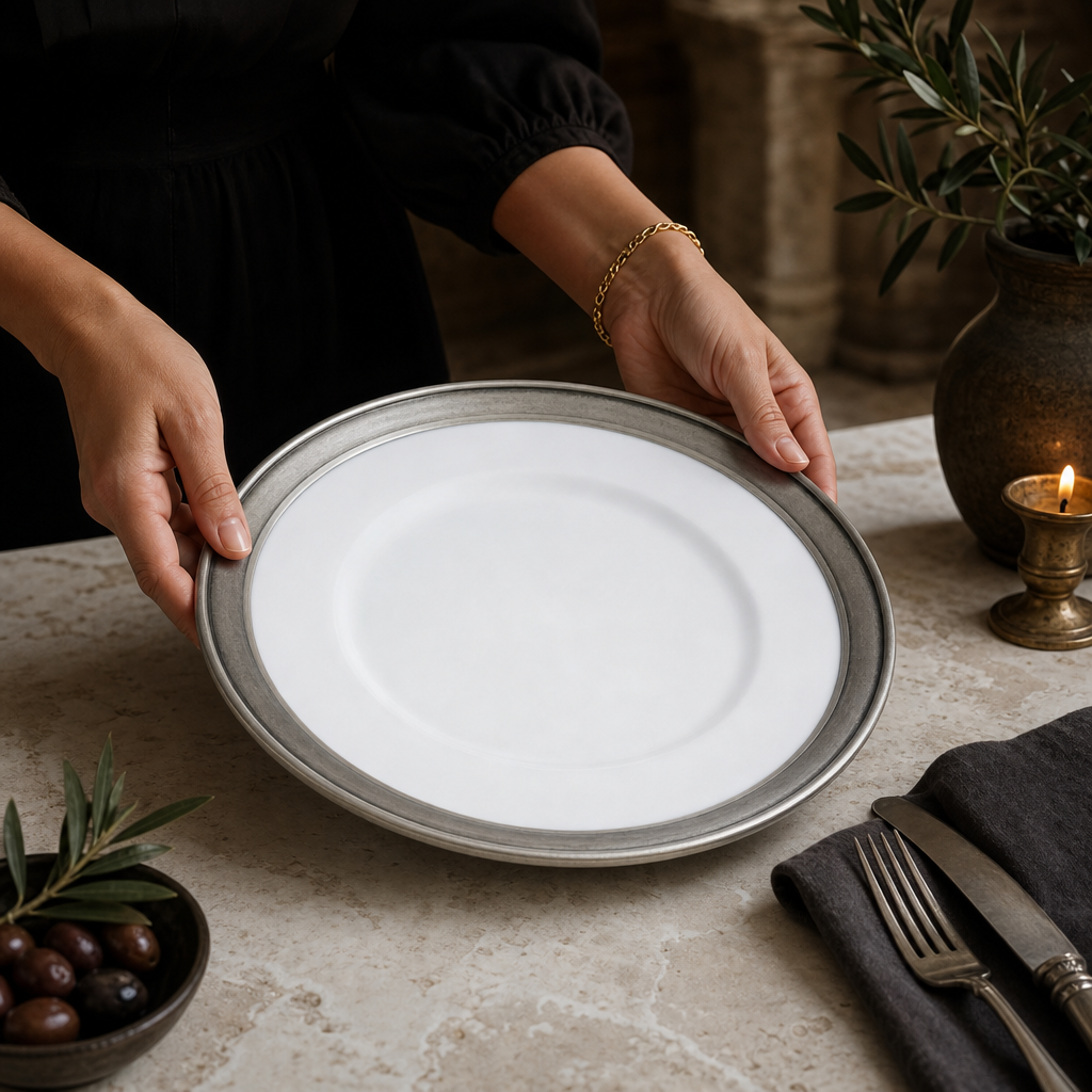 Classic Pewter Rim Dinner Plate 6