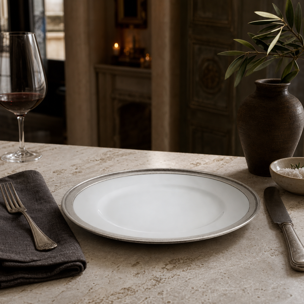 Classic Pewter Rim Dinner Plate 7