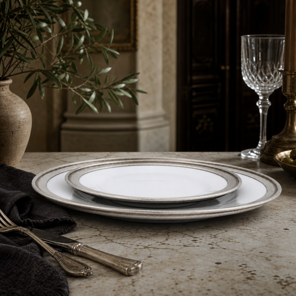 Classic Pewter Rim Dinner Plate 8