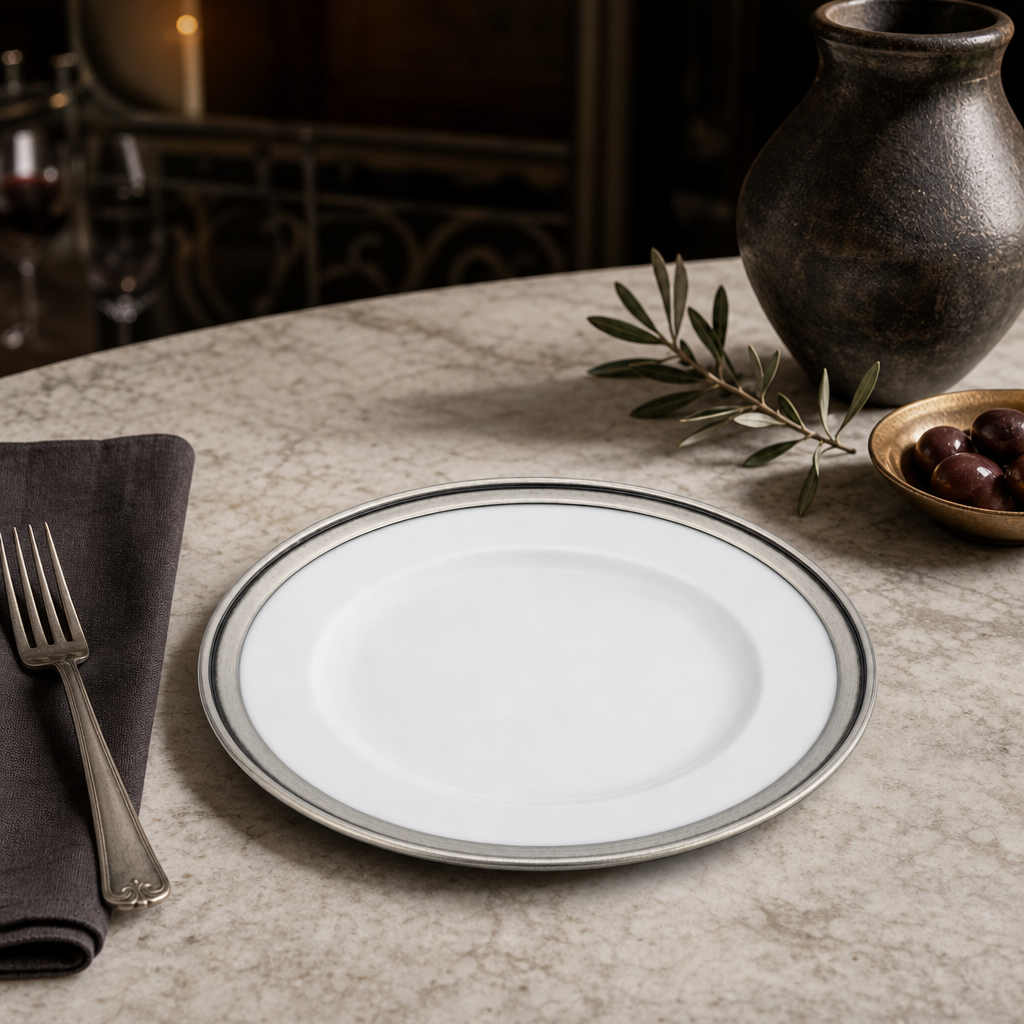 Classic Pewter Rim Dinner Plate 9