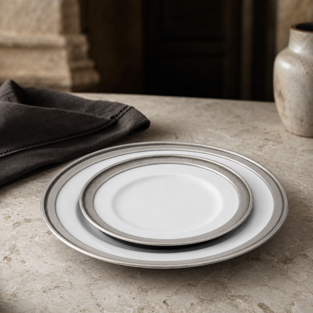 Classic Pewter Rim Salad Plate 4