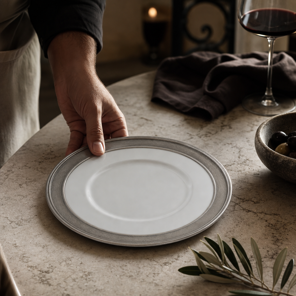 Classic Pewter Rim Salad Plate 6