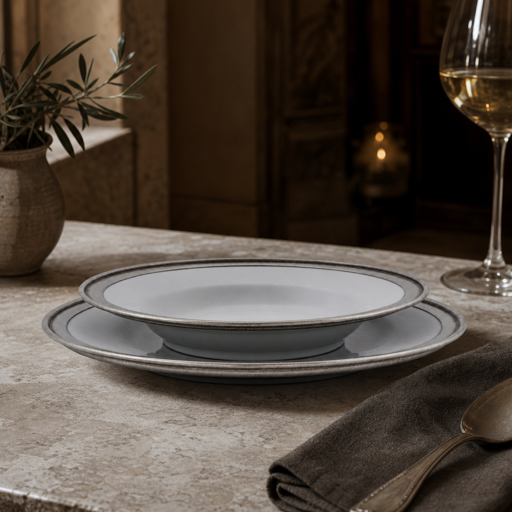 Classic Pewter Rim Soup Bowl 8
