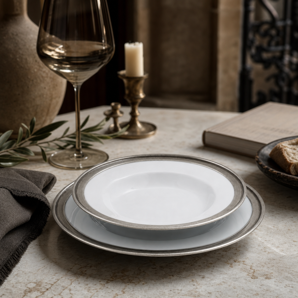 Classic Pewter Rim Soup Bowl 9