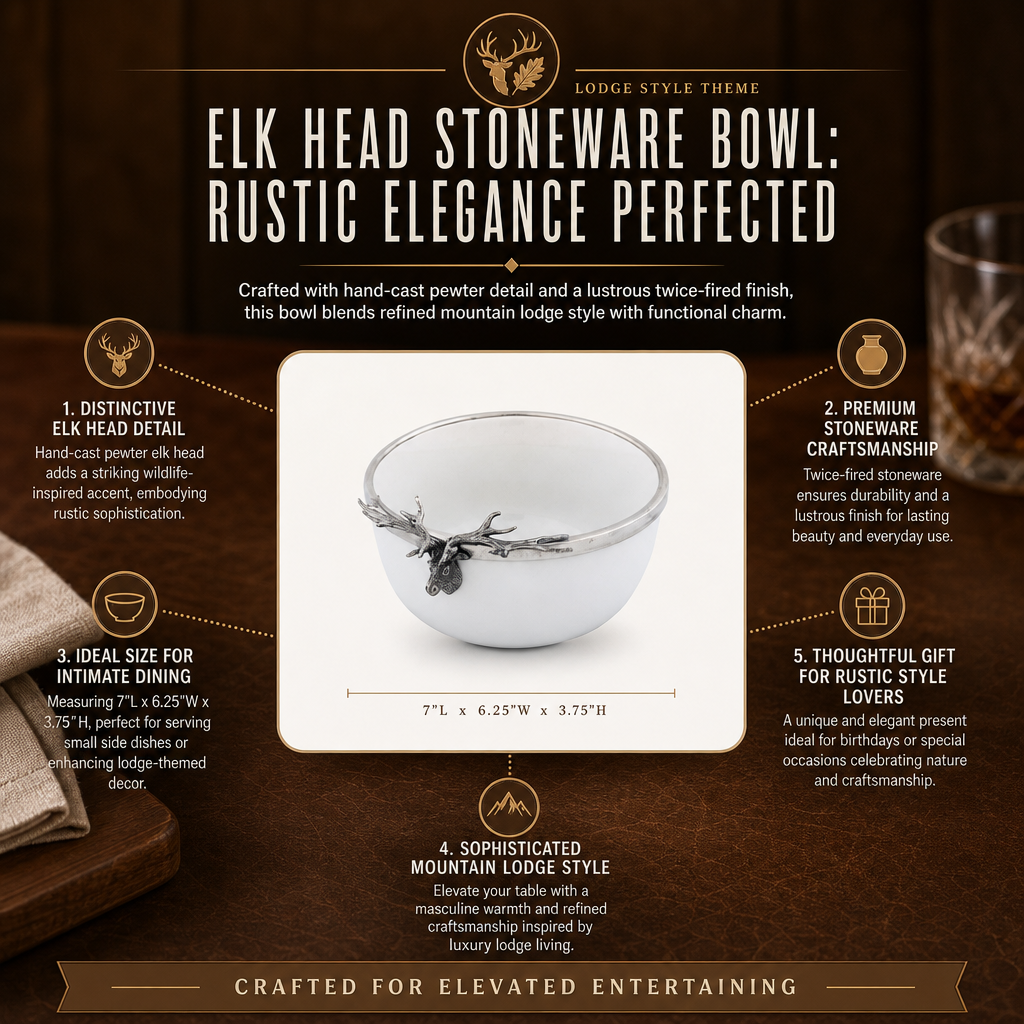 Elk Head Stoneware Bowl Small 7