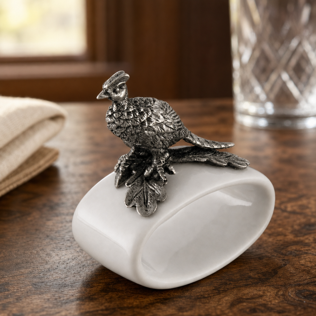 Pheasant Stoneware Napkin Ring 3