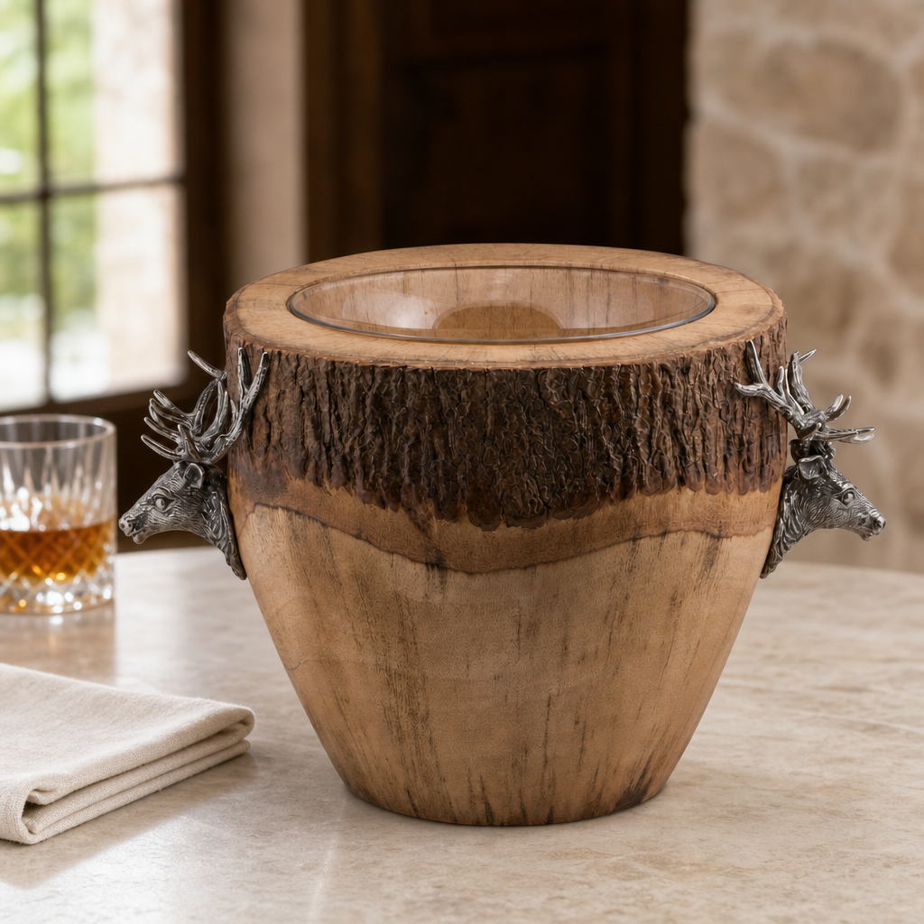 Natural Log Elk Ice Bucket 3