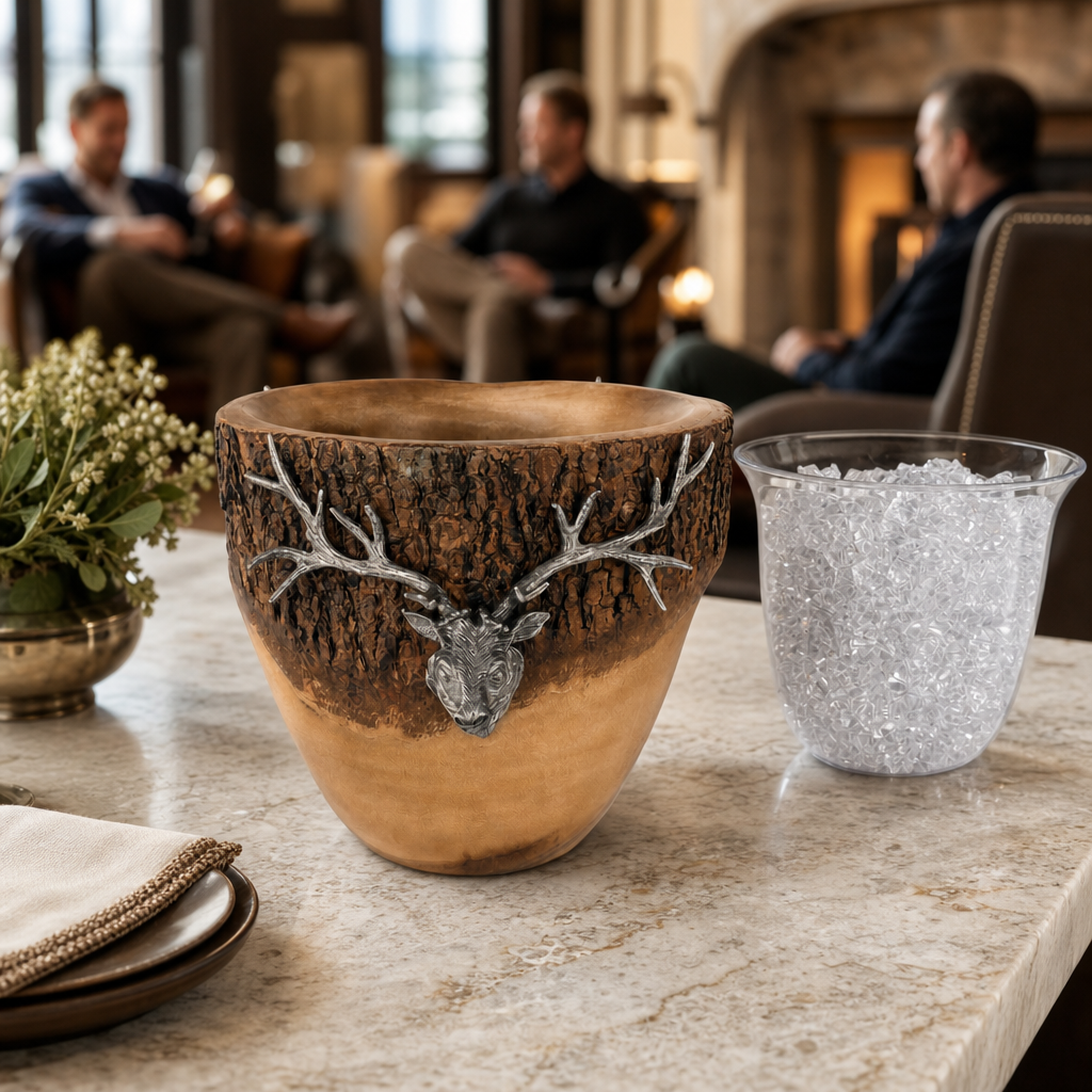 Natural Log Elk Ice Bucket 7