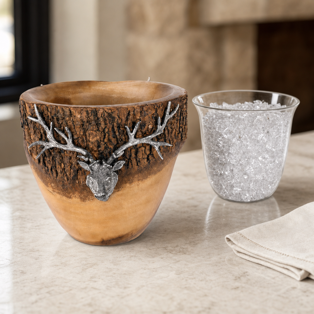 Natural Log Elk Ice Bucket 4