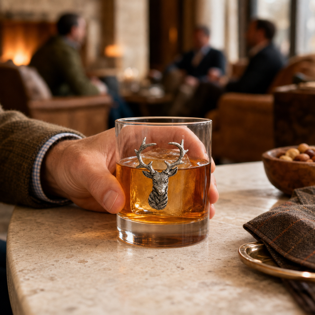 Elk Head Double Old Fashion Bar Glass 5