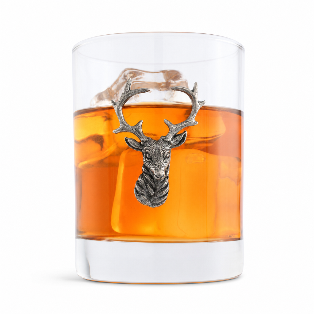 Elk Head Double Old Fashion Bar Glass 1