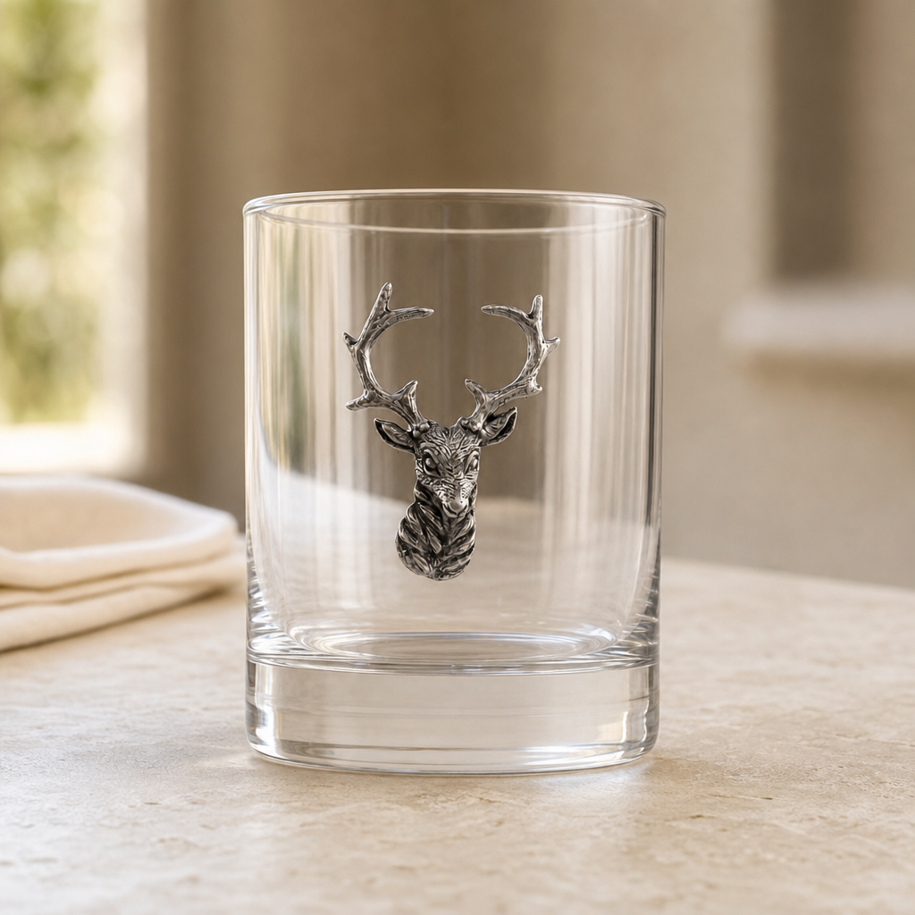 Elk Head Double Old Fashion Bar Glass 4