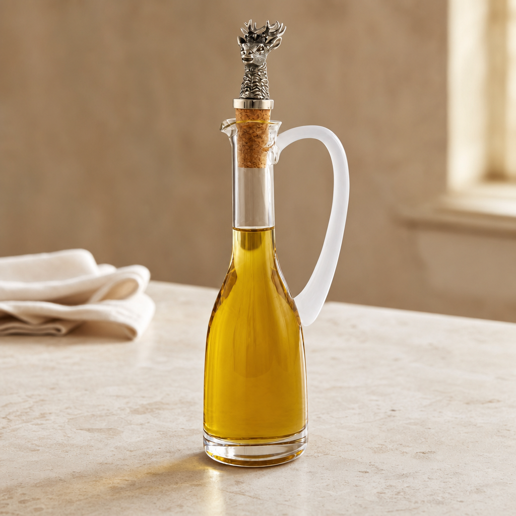 Cruet Bottle with Pewter Elk Head Cork Stopper 2