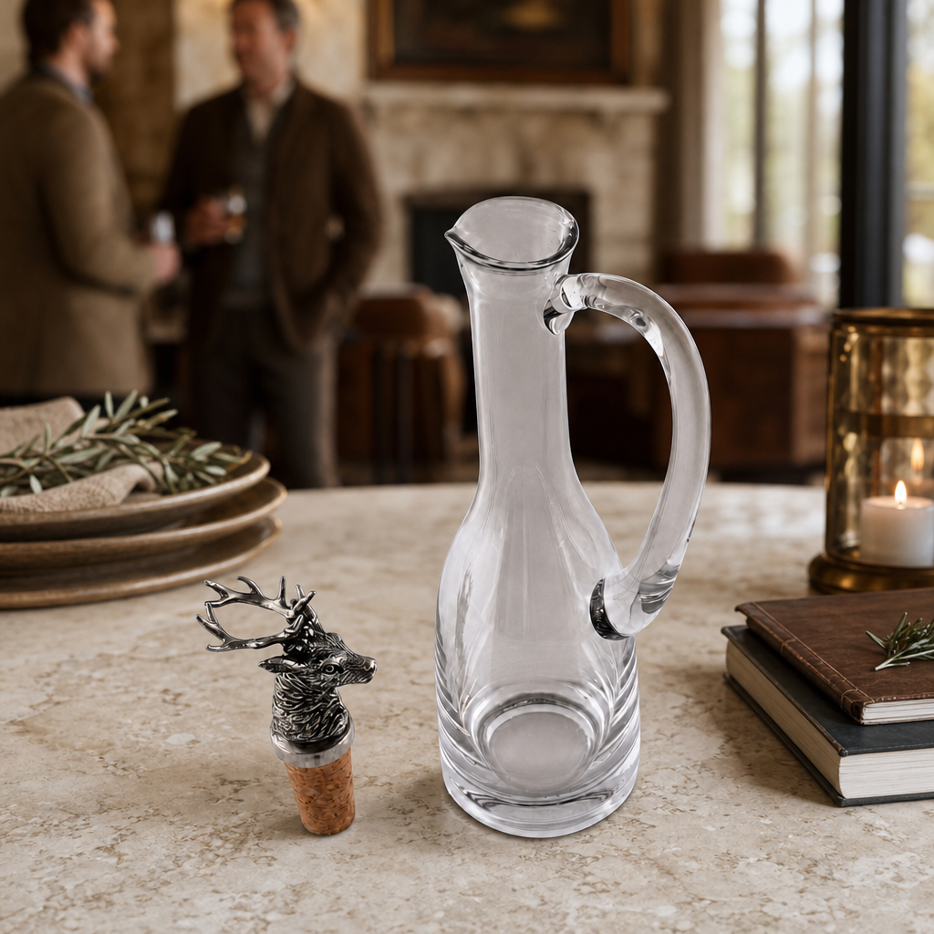 Cruet Bottle with Pewter Elk Head Cork Stopper 8