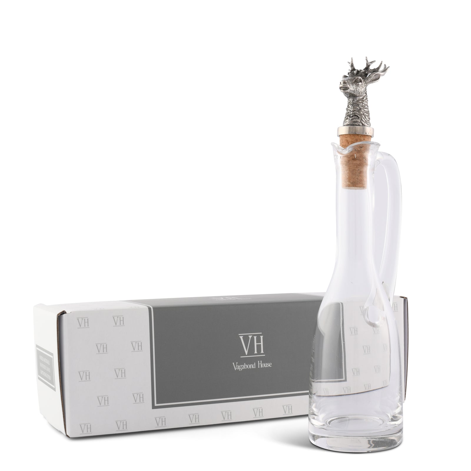 Cruet Bottle with Pewter Elk Head Cork Stopper 10