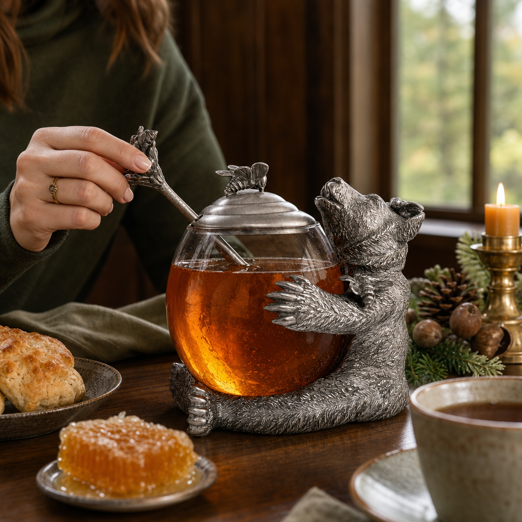Pewter Bear Honey Pot 6