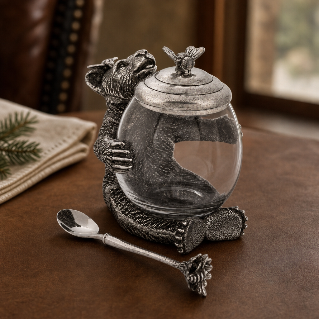 Pewter Bear Honey Pot 3