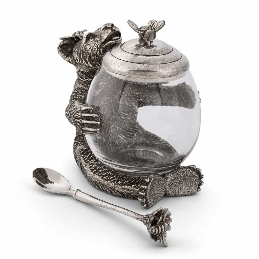 Pewter Bear Honey Pot 10