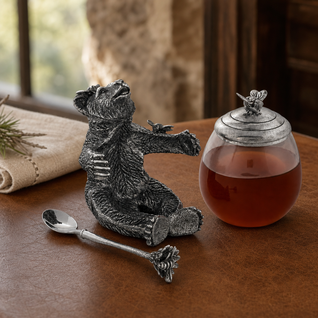 Pewter Bear Honey Pot 5