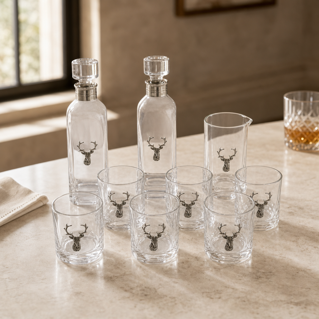 Elk Bust Glass Bar Set 2