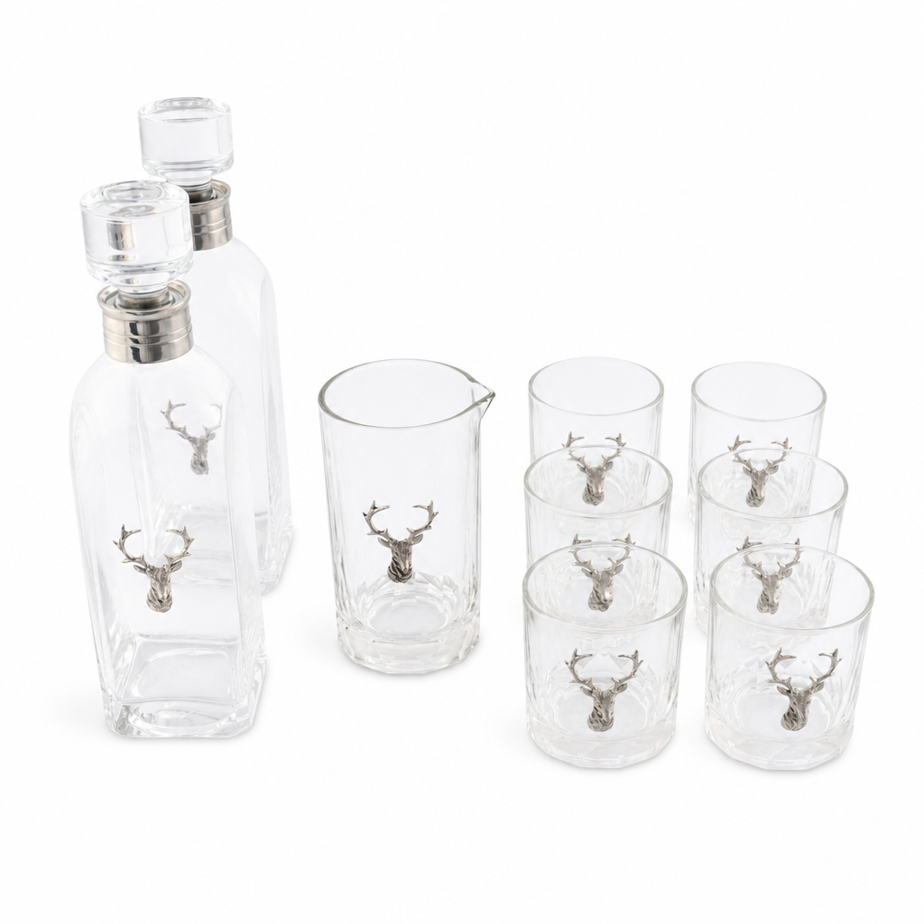 Elk Bust Glass Bar Set 4