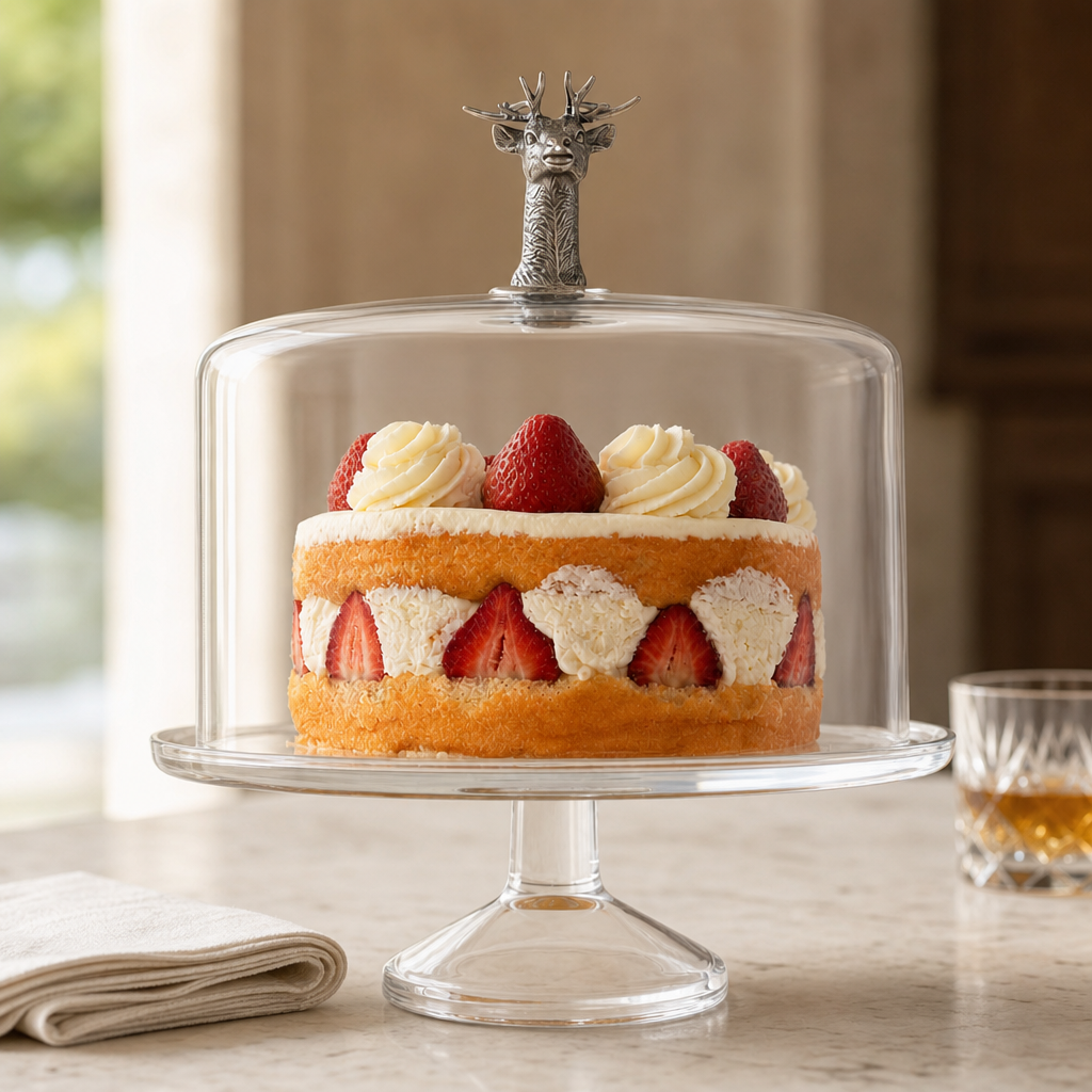 Elk Head Knob Glass Covered Cake / Dessert Stand 2