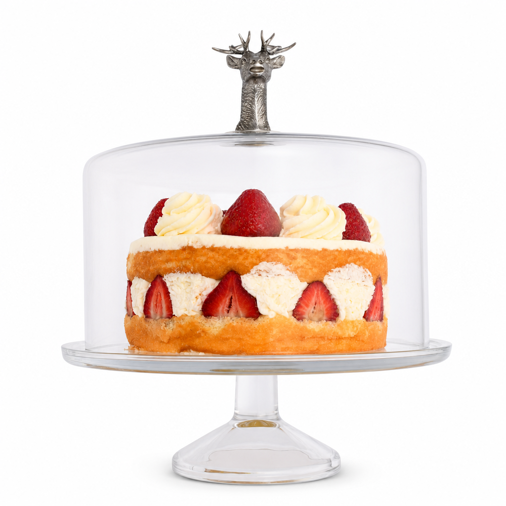 Elk Head Knob Glass Covered Cake / Dessert Stand 1