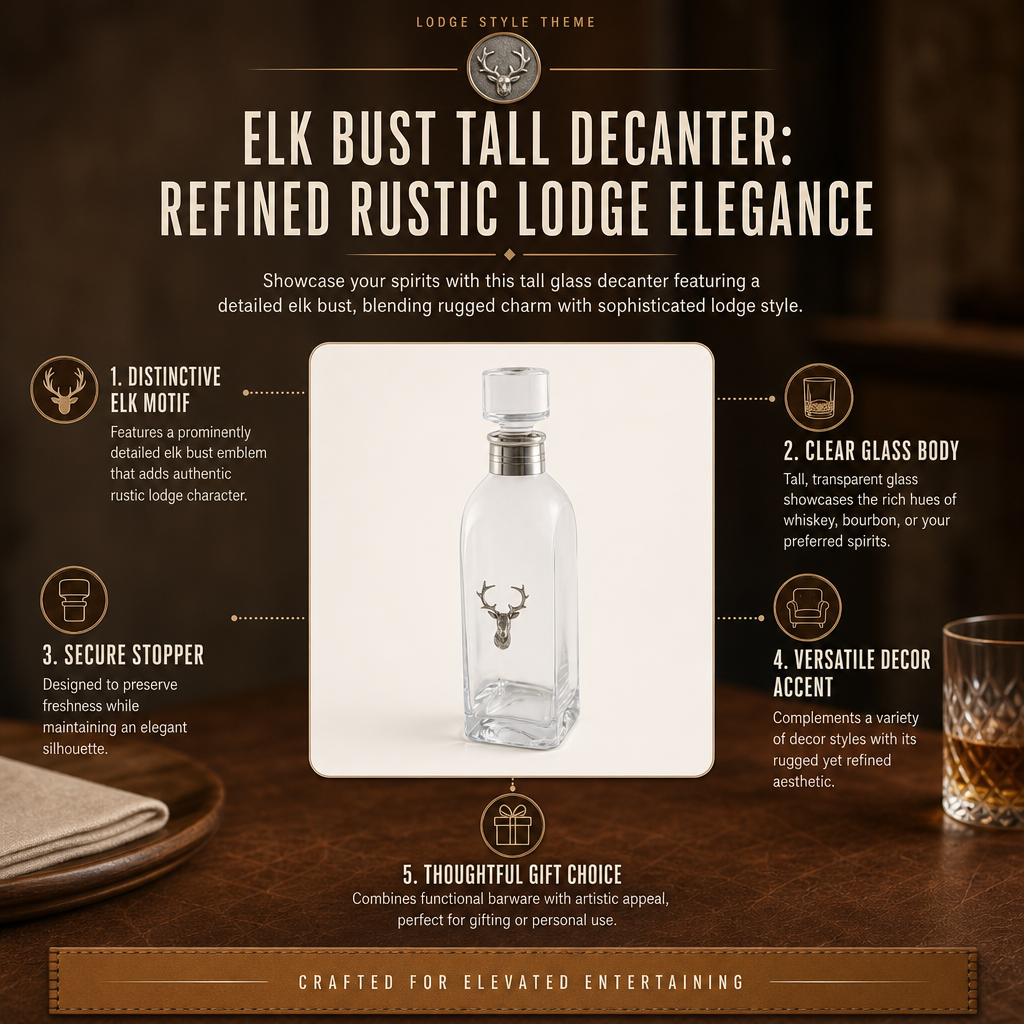 Elk Bust Tall Decanter 8