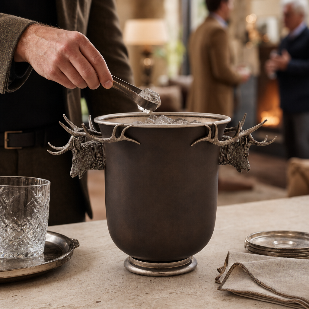 Elk Head Handle Bronze Ice Bucket 6