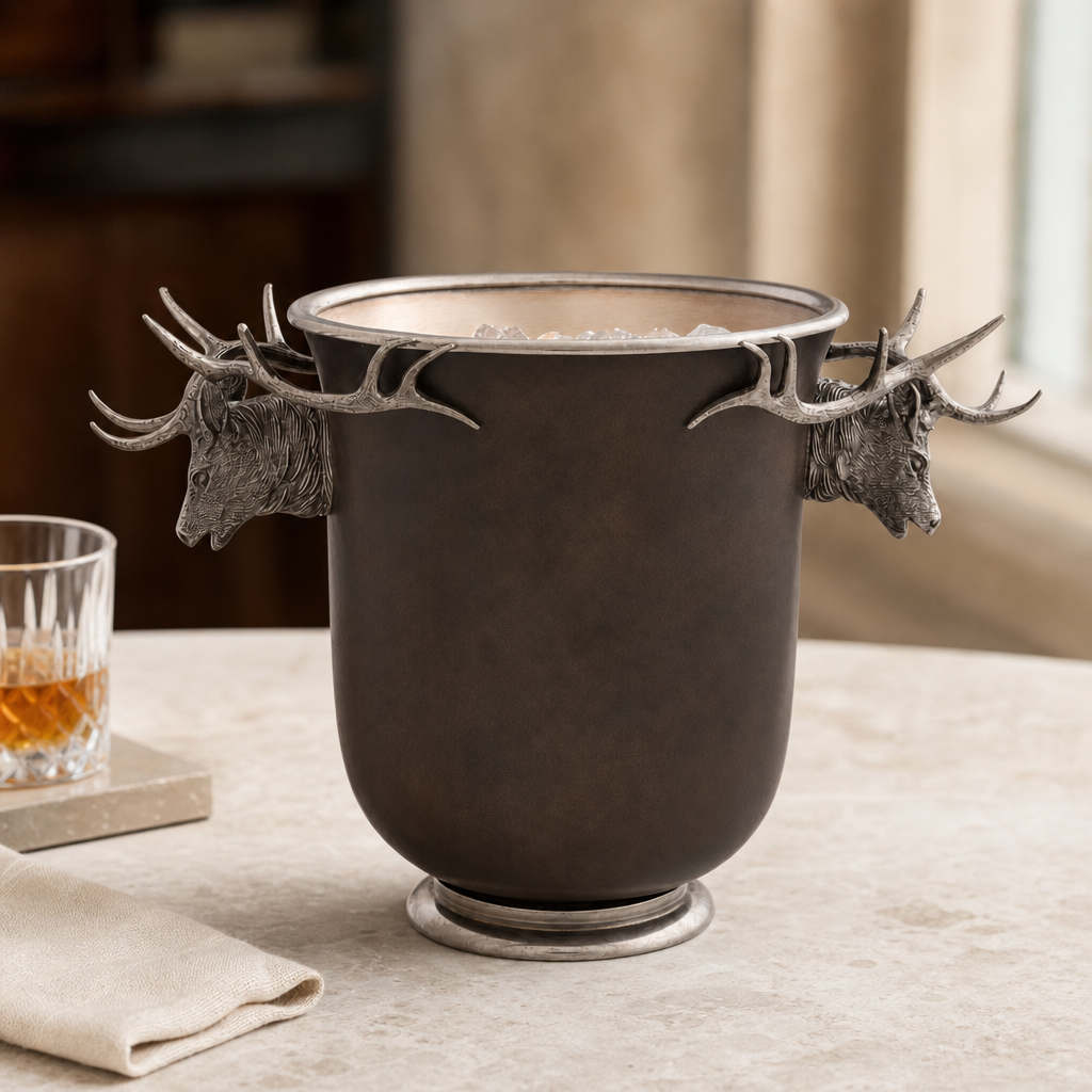 Elk Head Handle Bronze Ice Bucket 2