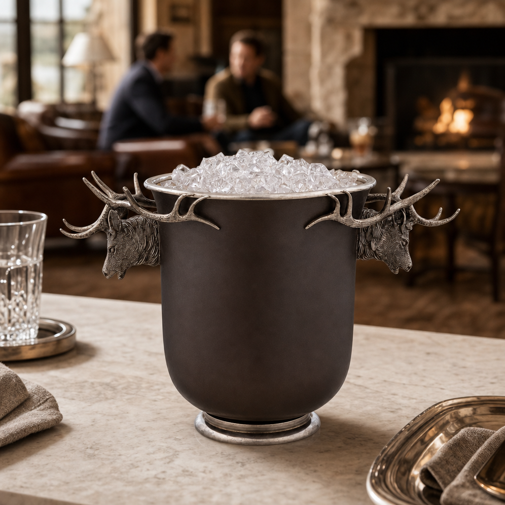 Elk Head Handle Bronze Ice Bucket 7