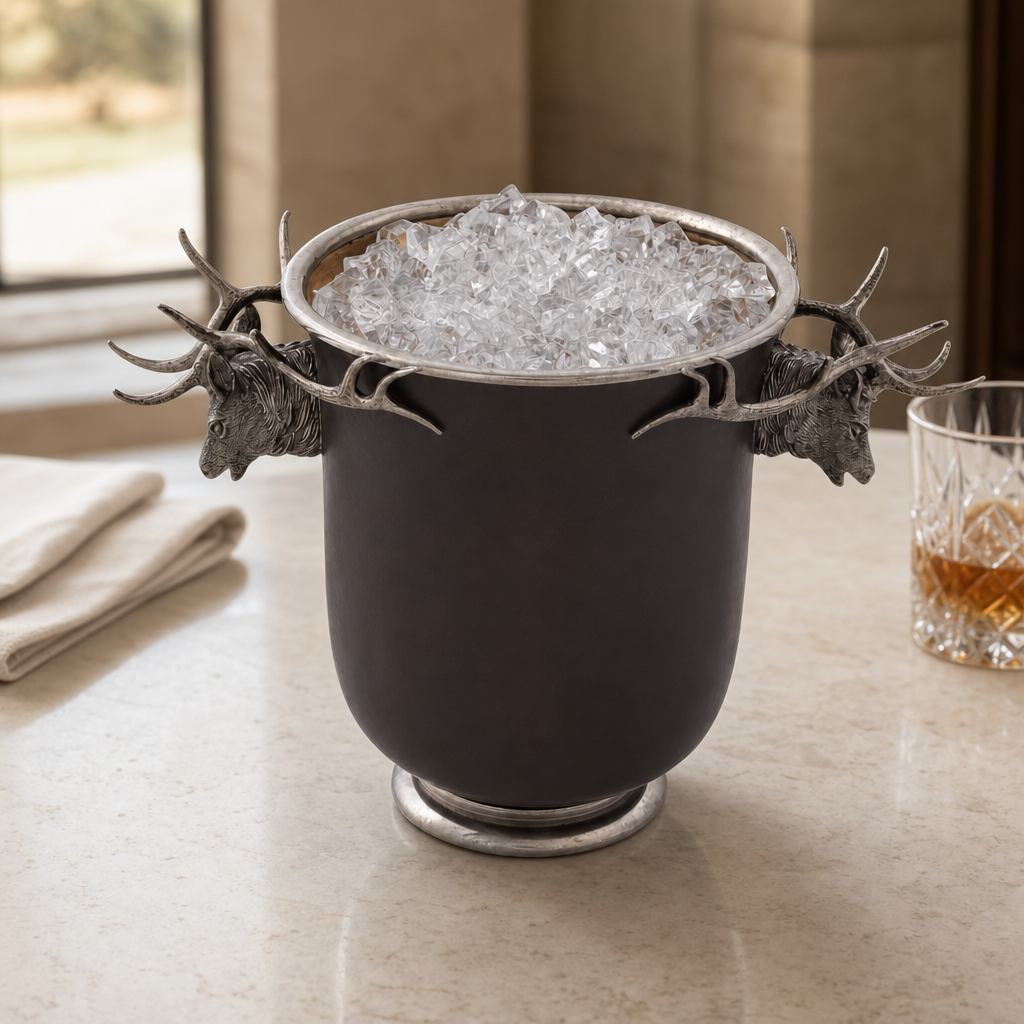 Elk Head Handle Bronze Ice Bucket 5