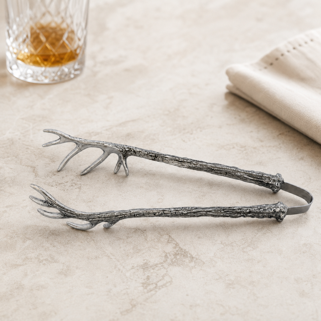 Pewter Antler Pattern Ice / Bread Tongs 5