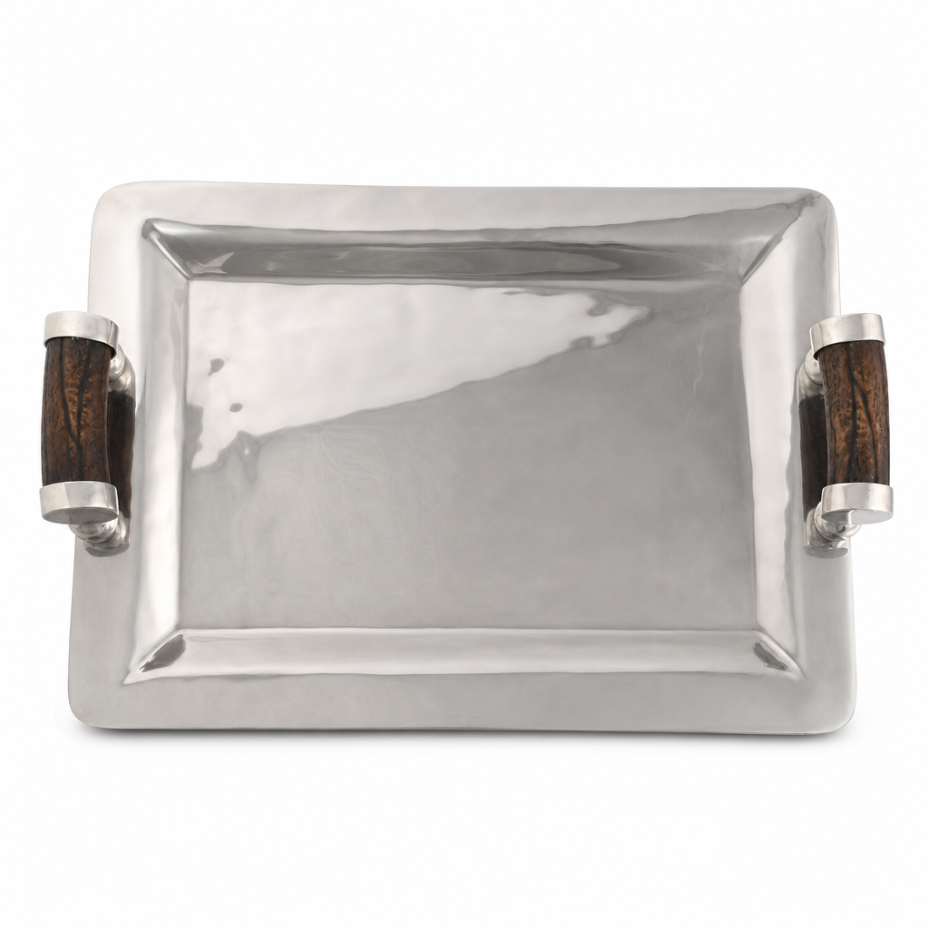 Stainless Serving Tray Composite Antler Handles 10