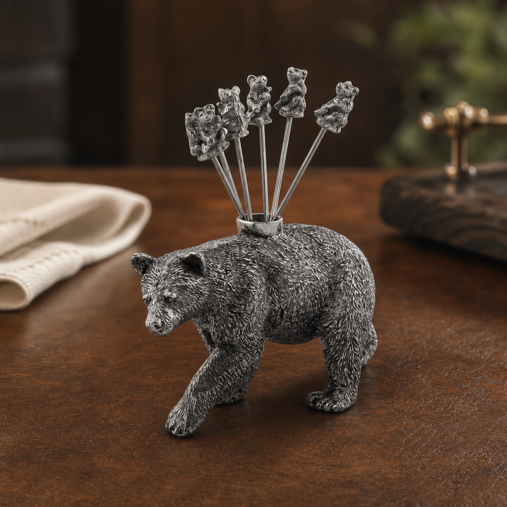Pewter Black Bear Cheese Picks 1