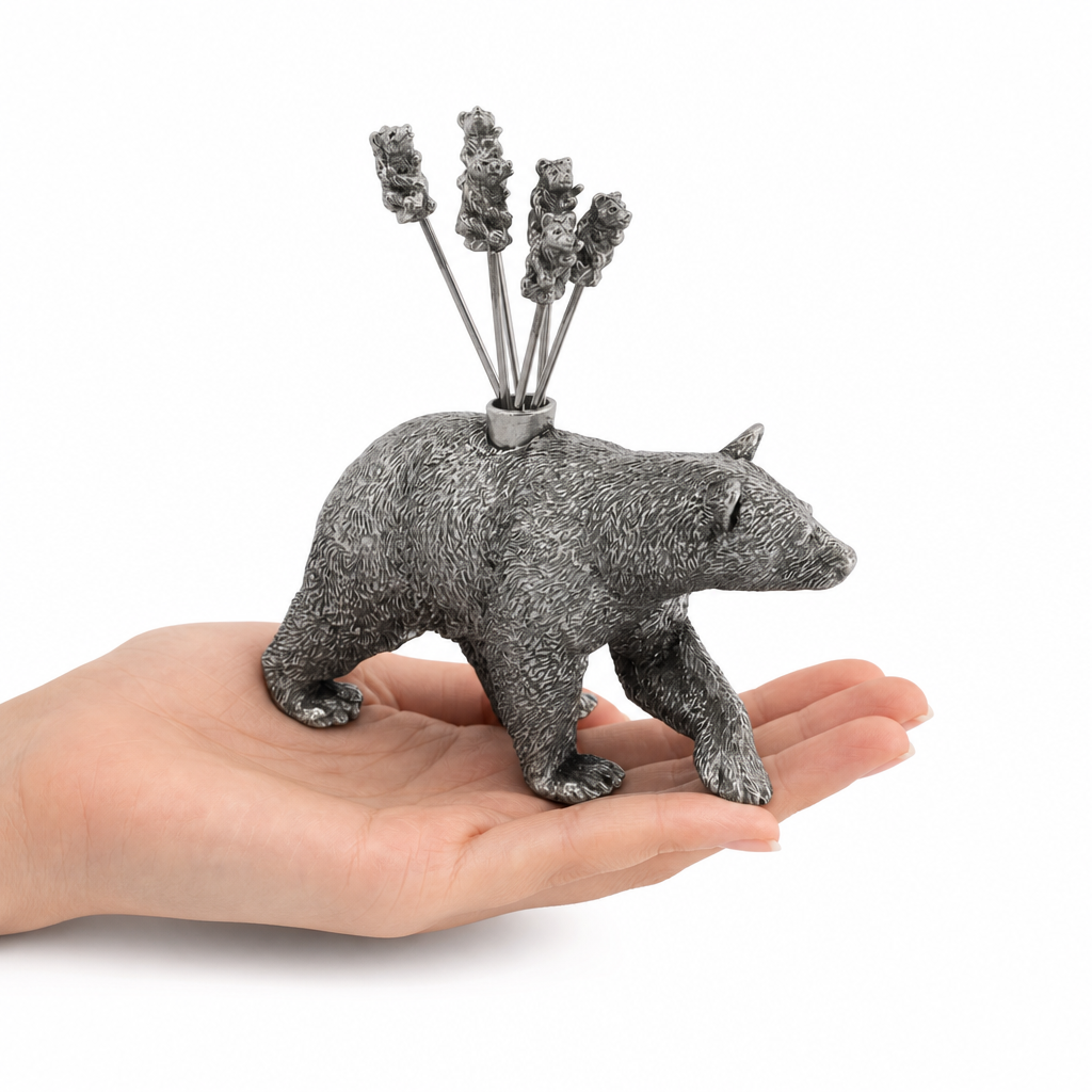 Pewter Black Bear Cheese Picks 8