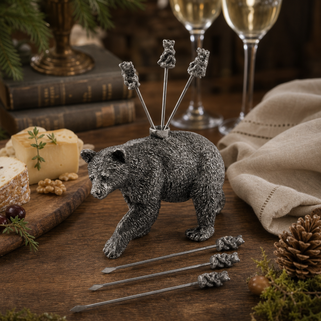Pewter Black Bear Cheese Picks 7