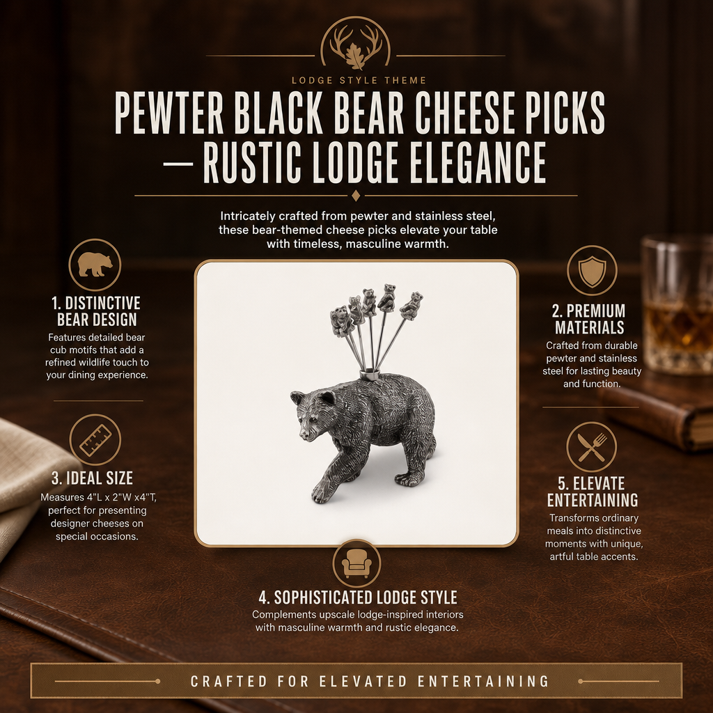 Pewter Black Bear Cheese Picks 1